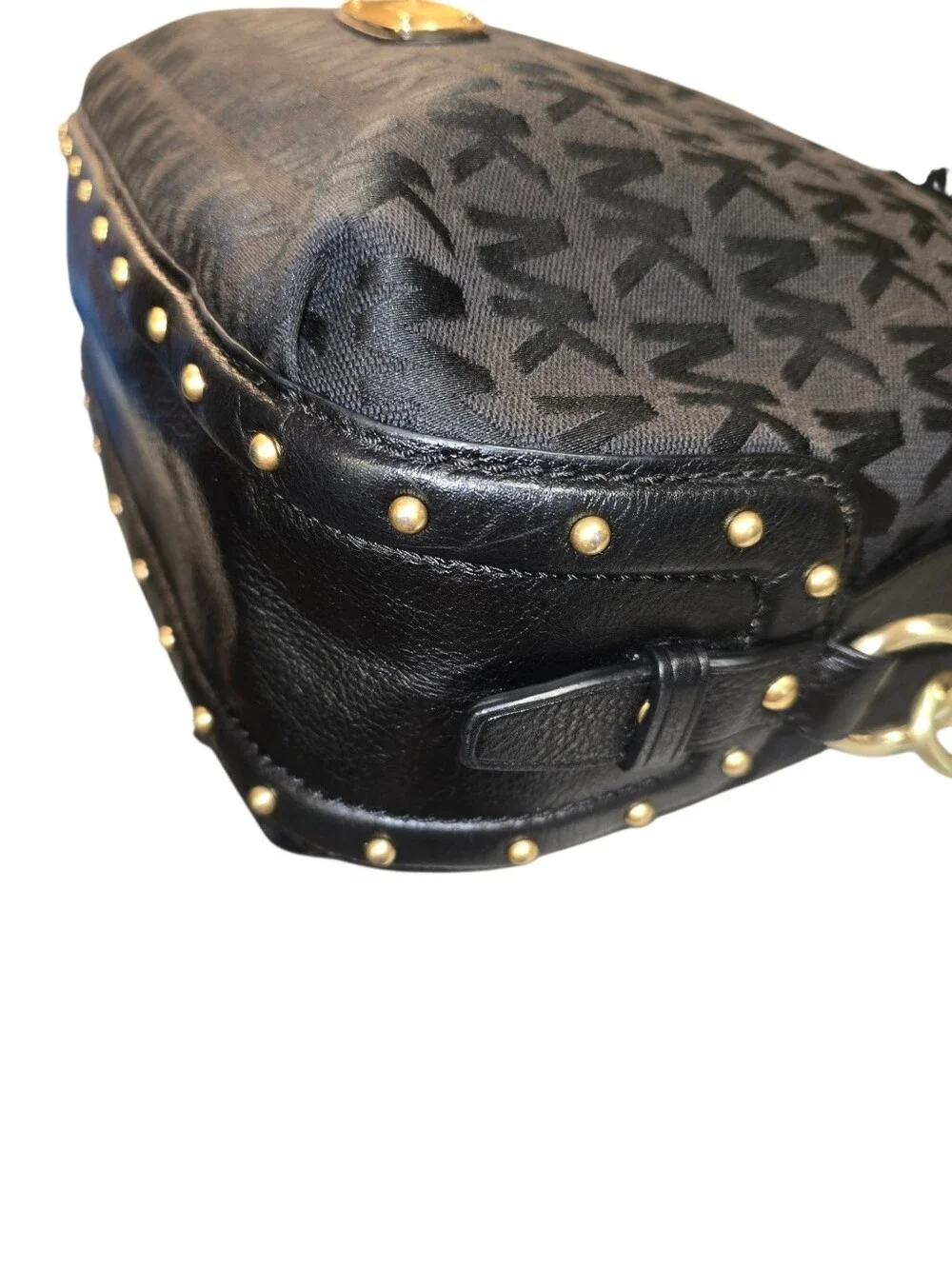Michael Kors Black MK Logo Hobo with Gold/Brass Accents EUC